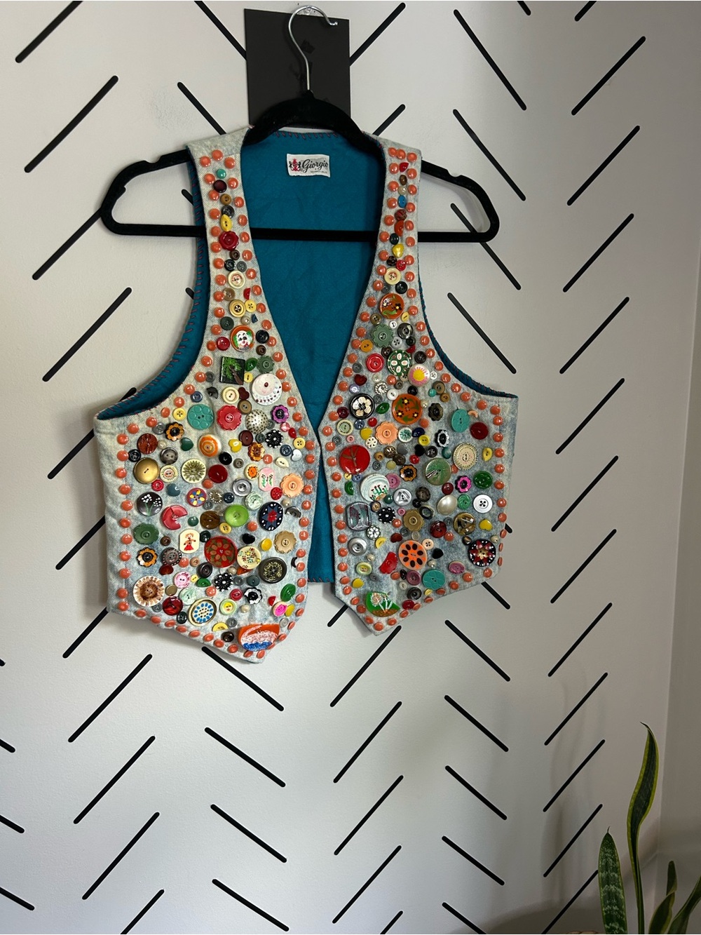 Giorgio Beverly Hills vintage button denim vest unique artsy